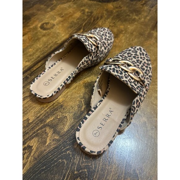 New Serra Leopard Print Slip-On Mules With Gold Chain Accent 7 Preppy Maximalist - Picture 4 of 10